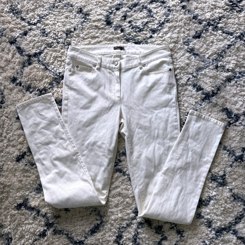 J.McLaughlin Skinny Jeans Womens 4 White Nautical Denim Slim Fit Pants Cotton